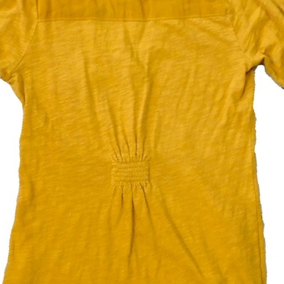 ANTHROPOLOGIE SZ XS MUSTARD LACE TRIM HENLEY SHIRT - Picture 7 of 7